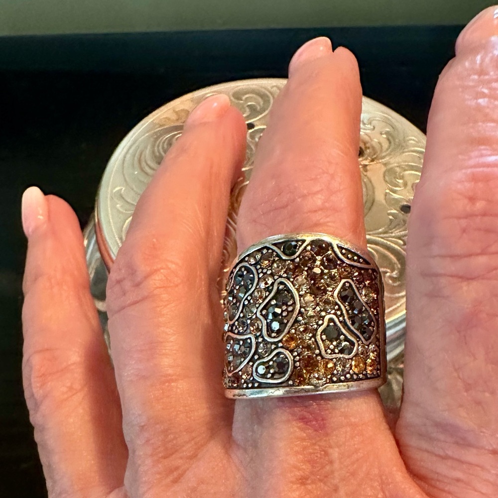 Brighton Silver And Brown Statement Ring - image 1